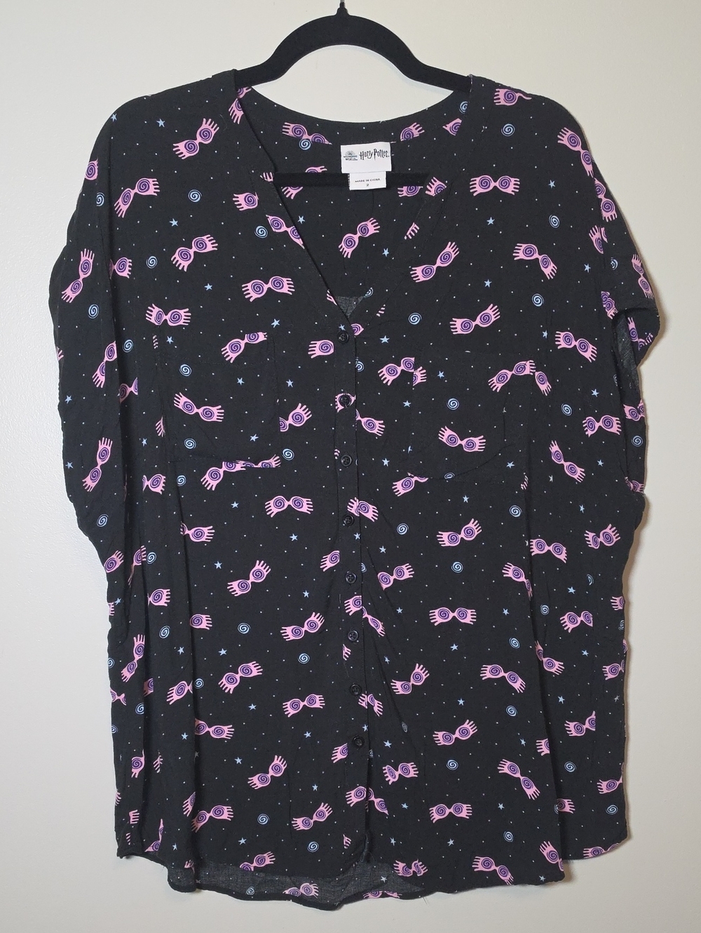 Warner Bros. Harry Potter Spectrespecks Luna Lovegood Black Button-Up Top